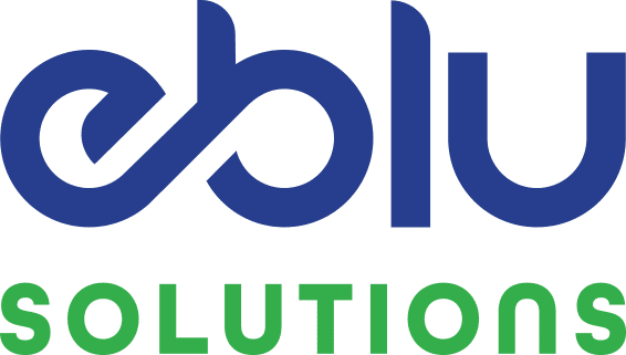 A green and blue logo features stylized text that likely represents a company or organization called 
